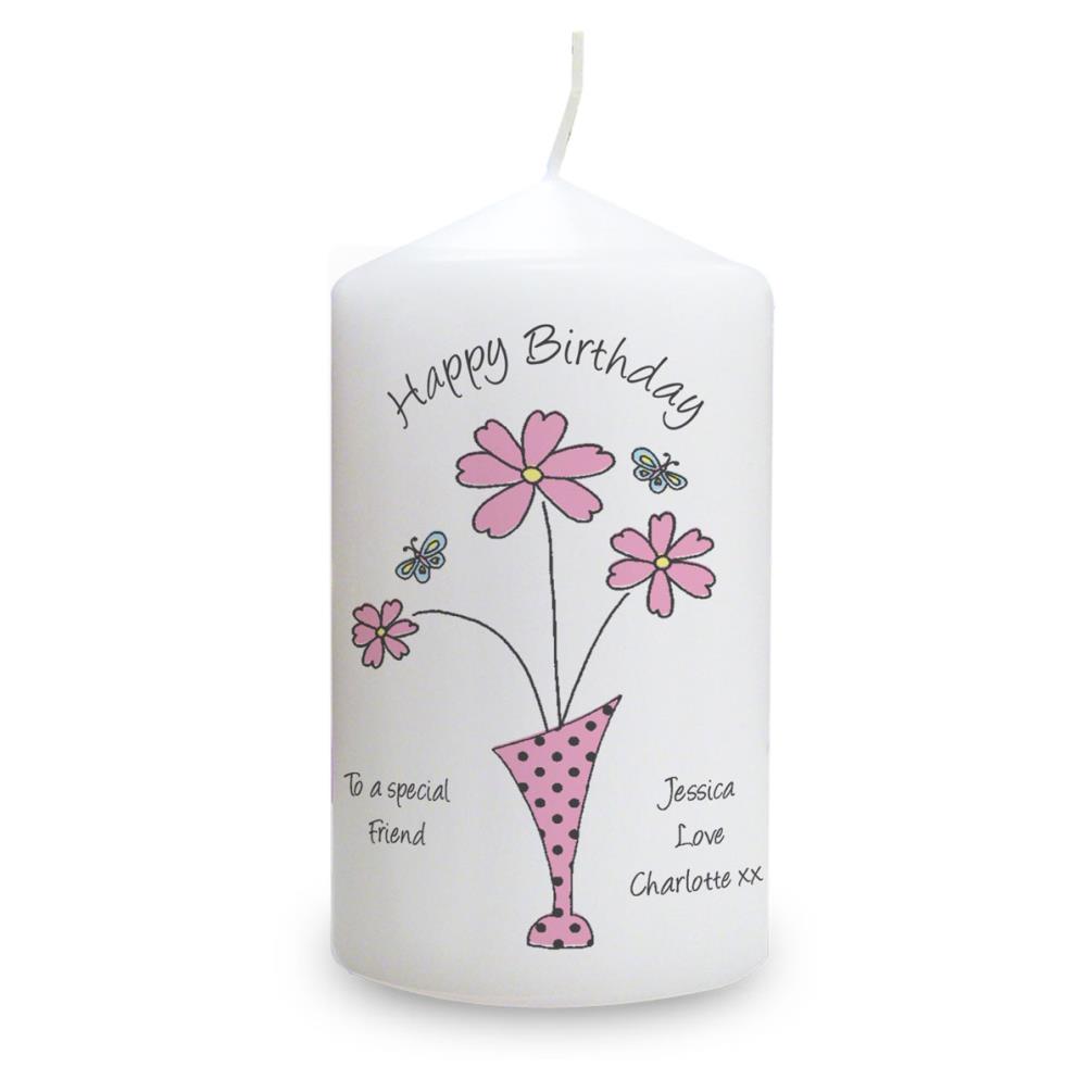 Personalised Flower in Vase Pillar Candle £11.69